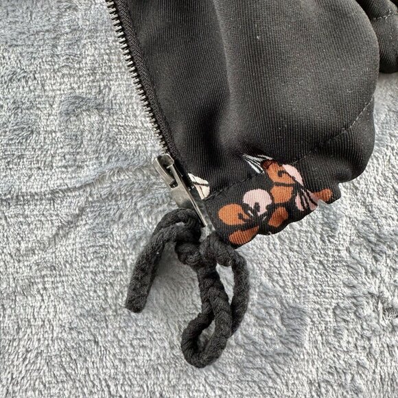 WHO WHAT WEAR Floral Jacket Women’s 3X Black Fall Zipper w/ Pockets Cinch Waist - Picture 7 of 16